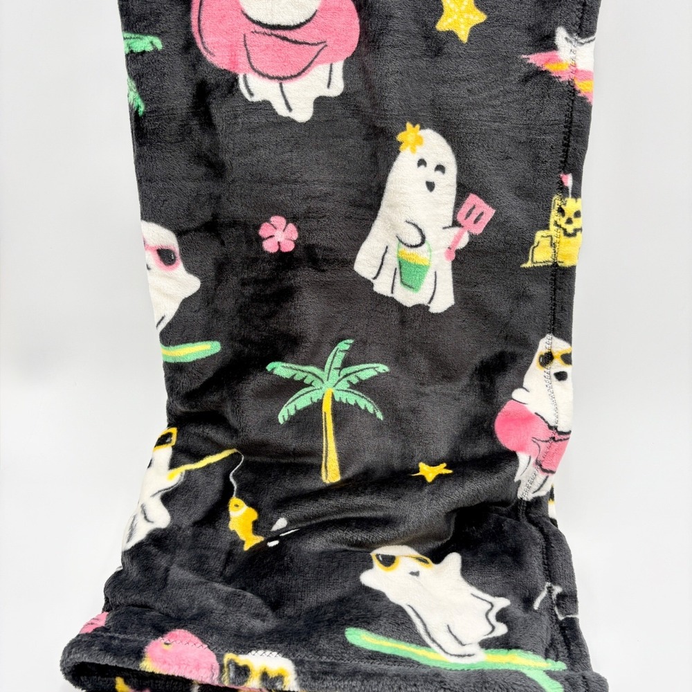 Boohoo Black Blanket with Colorful Cartoon Print